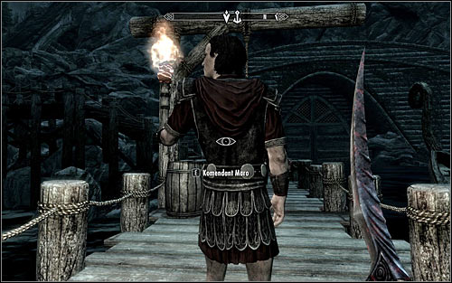 You should find commander Maro on one of the wooden bridges in docks, but I do not recommend talking to him, because you would alarm local guards this way - Hail Sithis! - p. 1 - The Dark Brotherhood quests - The Elder Scrolls V: Skyrim Game Guide
