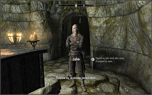 Tolfdir should approach you and start the conversation himself, though his first question will be quite general as he hasnt witnessed any vision himself - Under Saarthal - p. 1 - College of Winterhold quests - The Elder Scrolls V: Skyrim Game Guide