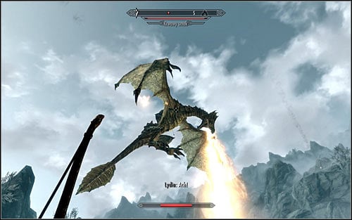 Before heading out, Id recommend maximally raising your fire resistance, as theres a high chance that you will come across a blood dragon on your way to Karthspire (screen above) - Heading to Alduins Wall | Alduins Wall - Alduins Wall - The Elder Scrolls V: Skyrim Game Guide