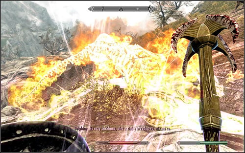 As I have mentioned before, the blood dragon is capable of dealing high fire damage and the additional difficulty here is that dont quite have a place to hide from them - Heading to Alduins Wall | Alduins Wall - Alduins Wall - The Elder Scrolls V: Skyrim Game Guide