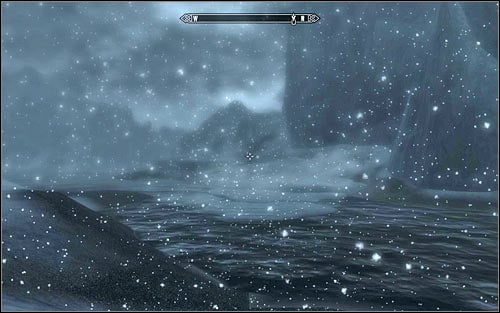 After reaching the water (screen above), you will just need to head north - Finding Septimus Signus | Elder Knowledge - Elder Knowledge - The Elder Scrolls V: Skyrim Game Guide