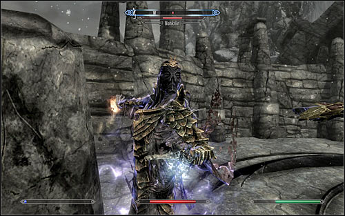 If you want to play fair or just gain some experience from eliminating Nahkriin, you can let him take the Staff - Going through the portal | The World-Eaters Eyrie - The World-Eaters Eyrie - The Elder Scrolls V: Skyrim Game Guide