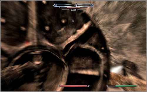 If your character prefers close combat, its worth to make use of the Unrelenting Force Shout, thanks to which you will be able to knock the Giant to the ground - The Cursed Tribe - p. 2 - Daedric quests - The Elder Scrolls V: Skyrim Game Guide