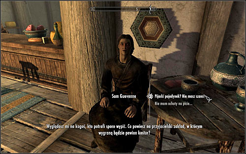 After finding Sam, speak to him to unlock Miscellaneous: Participate in a drinking contest with Sam Guevenne - A Night to Remember - p. 1 - Daedric quests - The Elder Scrolls V: Skyrim Game Guide