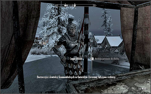 Enter the camp and look for Legate Rikke, because shes the one you have to ask for orders (the above screen) - Reunification of Skyrim - p.1 | Imperial Legion Quests - Imperial Legion Quests - The Elder Scrolls V: Skyrim Game Guide