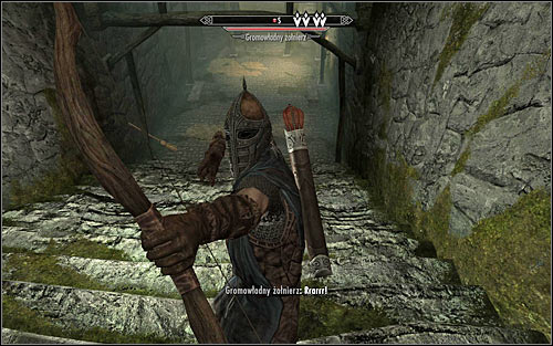 After a while turn south and prepare to take out the first guard, who should be patrolling the area of the stairs (the above screen) - Rescue from Fort Kastav | Imperial Legion Quests - Imperial Legion Quests - The Elder Scrolls V: Skyrim Game Guide