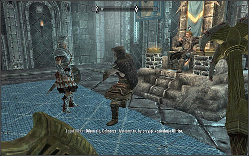 Go to the northern part of the huge hall and stop by the throne with Ulfric on it (the above screen) - Battle for Windhelm | Imperial Legion Quests - Imperial Legion Quests - The Elder Scrolls V: Skyrim Game Guide