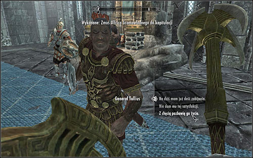After the fight, listen to another conversation and wait until General Tullius approaches you (the above screen) - Battle for Windhelm | Imperial Legion Quests - Imperial Legion Quests - The Elder Scrolls V: Skyrim Game Guide