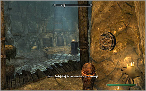 Use the stairs to get to the upper balconies and follow the only available way until you reach the handle pictured above - The Jagged Crown - p.2 | Stormcloak Rebellion Quests - Stormcloak Rebellion Quests - The Elder Scrolls V: Skyrim Game Guide