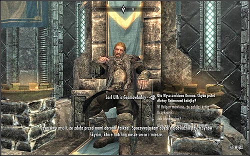 When you get to the Palace of the Kings, locate Ulfric Stormcloak and initiate dialogue to tell him that you have found the crown (the above screen) - The Jagged Crown - p.2 | Stormcloak Rebellion Quests - Stormcloak Rebellion Quests - The Elder Scrolls V: Skyrim Game Guide