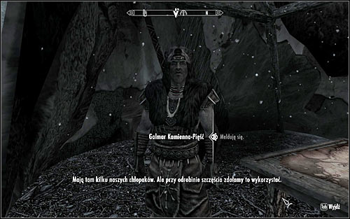 Enter the camp and look around for the tent with Galmar Stone-Fist inside - Liberation of Skyrim - p.1 | Stormcloak Rebellion Quests - Stormcloak Rebellion Quests - The Elder Scrolls V: Skyrim Game Guide