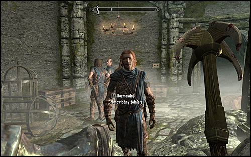 Free all four Stormcloak soldiers and wait until they run to one nearby chests to recollect their equipment (the above screen) - Rescue from Neugrad - p.2 | Stormcloak Rebellion Quests - Stormcloak Rebellion Quests - The Elder Scrolls V: Skyrim Game Guide