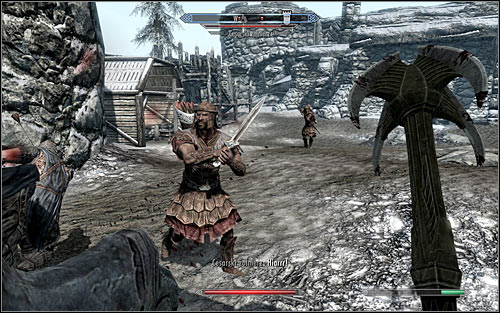 If your character prefers close combat, you can attack the Imperial soldiers once youre in the courtyard (the above screen) - The Battle for fort Hraggstad | Stormcloak Rebellion Quests - Stormcloak Rebellion Quests - The Elder Scrolls V: Skyrim Game Guide