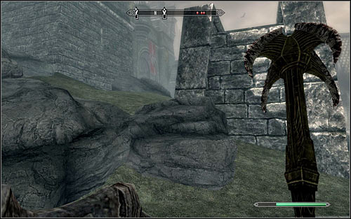 When you get past the barricade, you can decide whether you want to stay on the main road or climb the rocks to the left (the above screen) to take a shortcut - Battle for Solitude | Stormcloak Rebellion Quests - Stormcloak Rebellion Quests - The Elder Scrolls V: Skyrim Game Guide