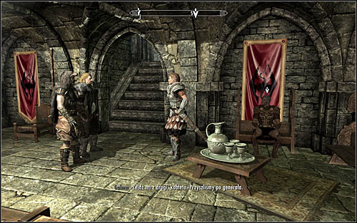 Enter the small war room and stop before Legate Rikke and General Tullius (the above screen) - Battle for Solitude | Stormcloak Rebellion Quests - Stormcloak Rebellion Quests - The Elder Scrolls V: Skyrim Game Guide