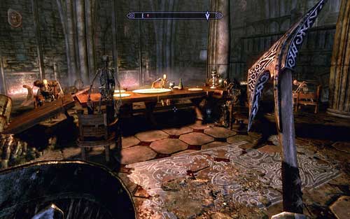 The corridor will leady you to a banquet hall, where you will be attacked by a group of skeletons - Chasing Echoes - p. 1 - Vampire Lord path - The Elder Scrolls V: Skyrim - Dawnguard - Game Guide and Walkthrough