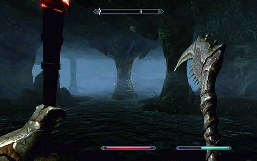 At its end you will come across a big cavern filled with water and in its left part a pale elf named Gelebor - Touching The Sky - p. 1 - Vampire Lord path - The Elder Scrolls V: Skyrim - Dawnguard - Game Guide and Walkthrough