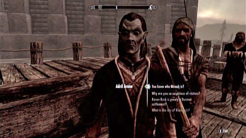 During the conversation with Adril you will be able to choose one of three dialogue options - the choice however doesnt matter here - Skyrim Dragonborn: Search for information about Miraak - Skyrim Dragonborn: Main story mode - Dragonborn - The Elder Scrolls V: Skyrim - Dragonborn Game Guide