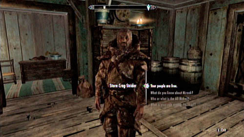 Return to the Skaal Village and search for Storn Crag-Strider (hes most likely in his house - the Shamans Hut) - Skyrim Dragonborn: Talk to Storn - Skyrim Dragonborn: Main story mode - The Fate of the Skaal - The Elder Scrolls V: Skyrim - Dragonborn Game Guide