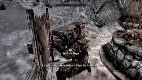 After completing the main part of the mission, you can return to the Skaal Village and give Baldor the Stalhrim Source Map - Skyrim Dragonborn: A New Source of Stalhrim - Skyrim Dragonborn: Side missions - Skaal Village - The Elder Scrolls V: Skyrim - Dragonborn Game Guide