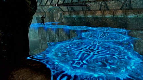 When you reach the other side, a bridge back will be created - using it, Tharstan can join you - Skyrim Dragonborn: Lost Legacy - Skyrim Dragonborn: Side missions - Skaal Village - The Elder Scrolls V: Skyrim - Dragonborn Game Guide