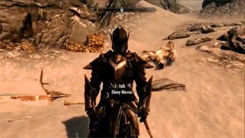 The fight isnt easy - your enemy is supremely armored, can deal great damage with his Ebony Sword (which additionally drains life) and knows shouts which can send you flying - Skyrim Dragonborn: Ebony Warrior - Skyrim Dragonborn: Side missions - Others - The Elder Scrolls V: Skyrim - Dragonborn Game Guide