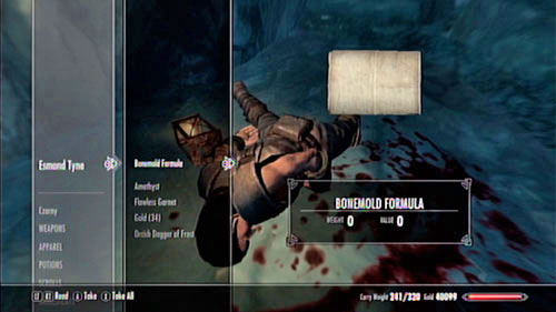 1 - Skyrim Dragonborn: Recover the Bonemold Formula for Glover Mallory - Skyrim Dragonborn: Other missions - The Elder Scrolls V: Skyrim - Dragonborn Game Guide