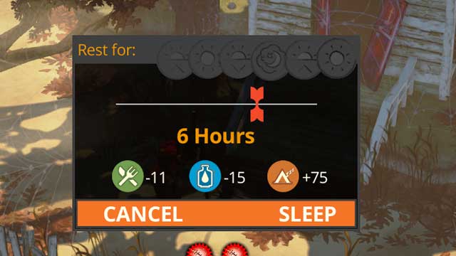 6 hours of sleep means that food and thirst appear faster. - Where can you get some sleep? - Survival - The Flame in the Flood - Game Guide and Walkthrough