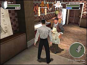 Follow him to the back (theres 150$ lying on the table) and go up the stairs - Face to face | Walkthrough - Walkthrough - The Godfather Game Guide & Walkthrough