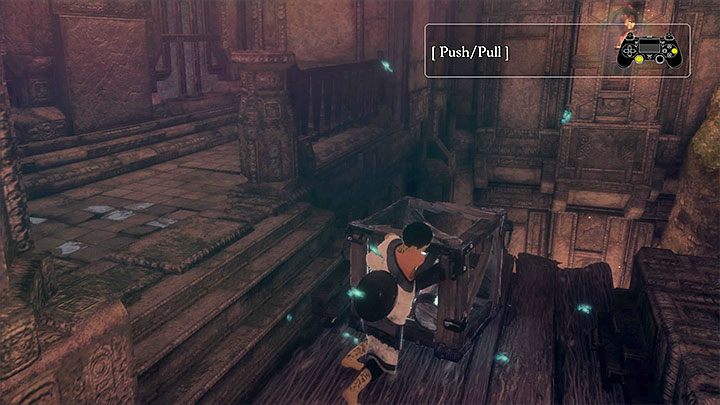 Shove over the crate with barrels - Find the mirror and get out of the cave | Walkthrough - Walkthrough - The Last Guardian Game Guide