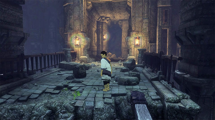 The exit from the blue chamber - Solve the blue fumes puzzle and continue exploring the ruins | Walkthrough - Walkthrough - The Last Guardian Game Guide
