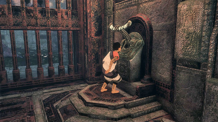 The lever will let Trico rejoin you - Solve the chain puzzle in the chamber with suits of armor | Walkthrough - Walkthrough - The Last Guardian Game Guide