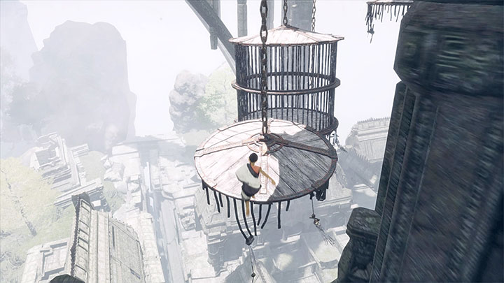 Remain on the ledge where you have found the barrels and head to the opposite end - High-altitude climb | Walkthrough - Walkthrough - The Last Guardian Game Guide