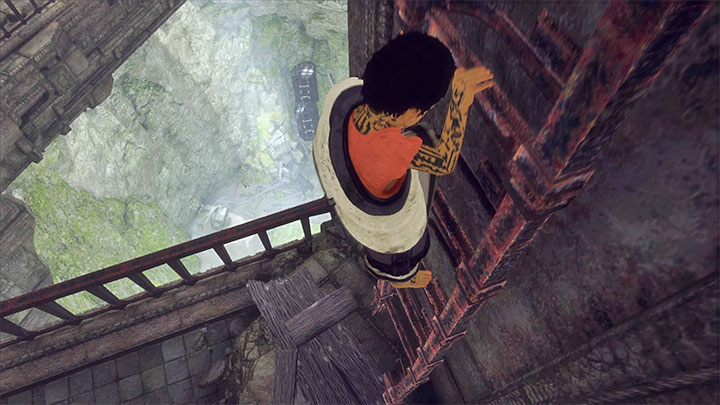 Use two ladders to get down to wounded Trico - Help Trico during the fight and save him from dying | Walkthrough - Walkthrough - The Last Guardian Game Guide