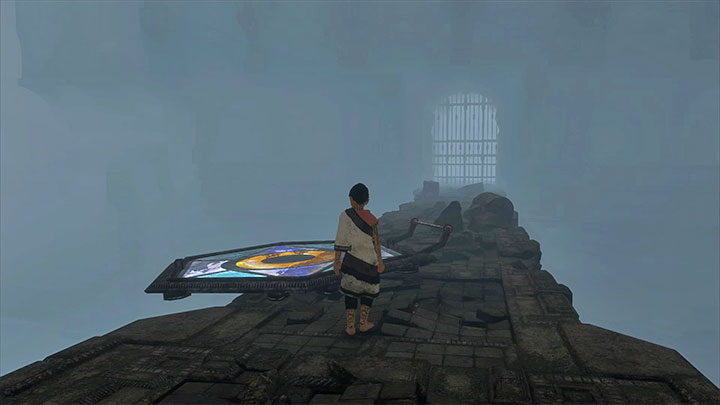 Throw the stained glass into off into the chasm - Cross two chambers with rotating guards | Walkthrough - Walkthrough - The Last Guardian Game Guide