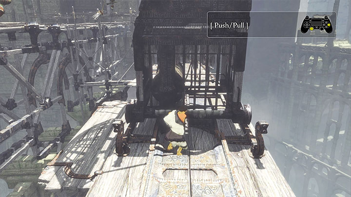 Shove the platform and let it roll - Walk over the big scaffolding | Walkthrough - Walkthrough - The Last Guardian Game Guide