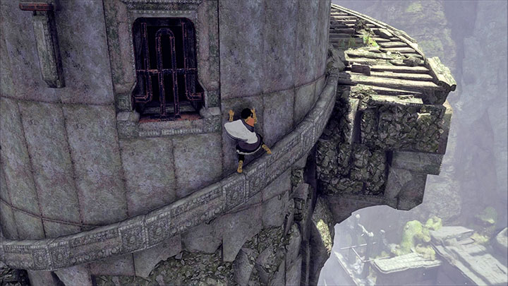 Walk over the narrow ledge - Climb over towers with ropes extended between them | Walkthrough - Walkthrough - The Last Guardian Game Guide