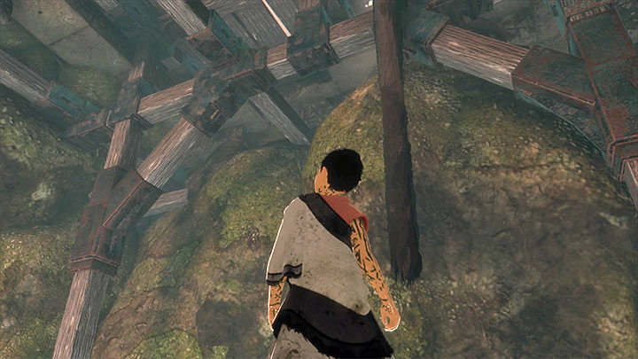 Find a huge chest in the cave, and push it into the water - Cross the corridors with blue fumes | Walkthrough - Walkthrough - The Last Guardian Game Guide