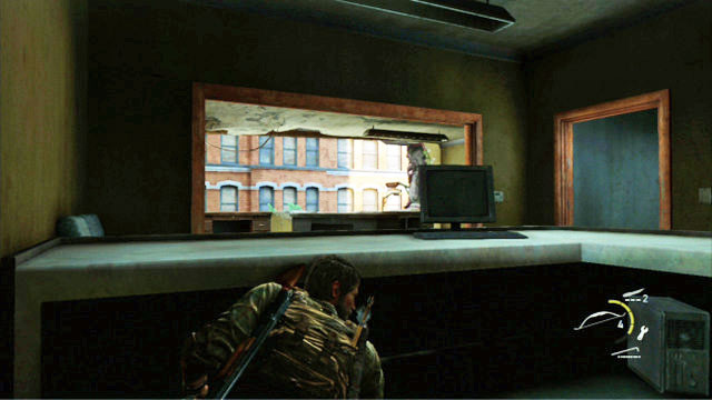 Once you go upstairs, take cover behind the table to the left - The Last of Us: Financial District, Pittsburgh Walkthrough, map - Pittsburgh - The Last of Us Guide