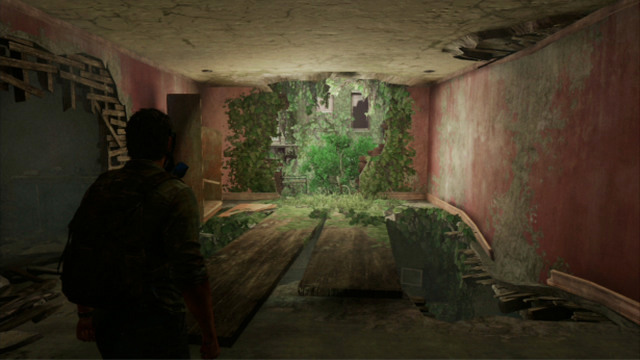 Upstairs, you will notice a big hole in the wall, which you need to take to leave the building - The Last of Us: Beyond the Wall, The Quarantine Zone Walkthrough, map - The Quarantine Zone - The Last of Us Guide