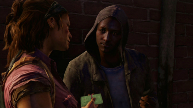 There, Tess will bribe the guard to obtain valuable information - The Last of Us: The Slum, The Quarantine Zone Walkthrough, map - The Quarantine Zone - The Last of Us Guide