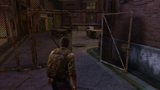 Go ahead to reach an area guarded by three guards - The Last of Us: The Slum, The Quarantine Zone Walkthrough, map - The Quarantine Zone - The Last of Us Guide