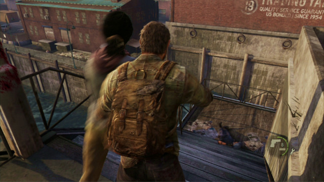 The last enemy is on the stairs ahead - The Last of Us: The Cargo, The Quarantine Zone Walkthrough, map - The Quarantine Zone - The Last of Us Guide