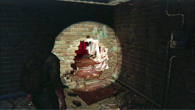Once you get downstairs, turn on your flashlight and enter the narrow tunnel to the left - The Last of Us: Outside, The Outskirts Walkthrough - The Outskirts - The Last of Us Guide