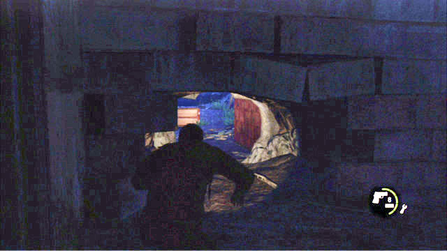 At the other end of the tunnel, dash up the stairs and squeeze through the hole in the wall - The Last of Us: Outside, The Outskirts Walkthrough - The Outskirts - The Last of Us Guide