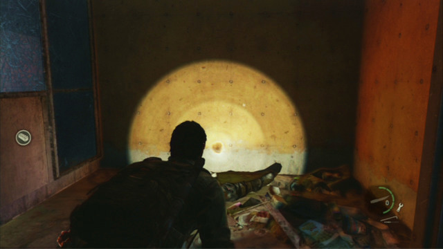 To get rid of the monster, pick up a brick and throw it towards the left corner of this location - The Last of Us: Downtown, The Outskirts Walkthrough, map - The Outskirts - The Last of Us Guide