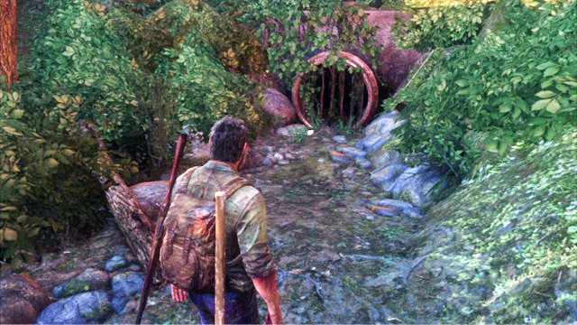 All the paths lead into the same place, but by going right, you will find additional supplies and materials - The Last of Us: The Woods, Bills Town Walkthrough - Bills Town - The Last of Us Guide