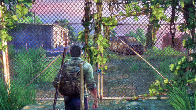 Once you reach a fence with the barb wire, try to open the gate and go left - The Last of Us: The Woods, Bills Town Walkthrough - Bills Town - The Last of Us Guide