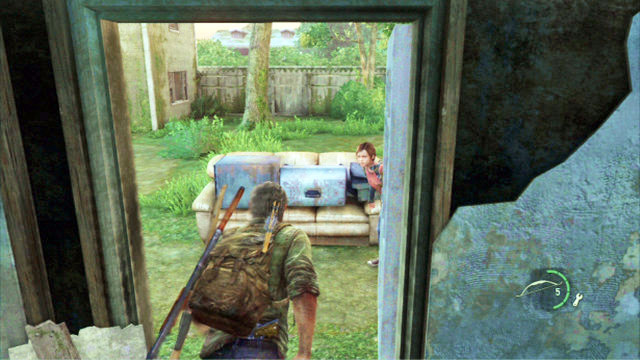 Ellie will squeeze through to the other side and open the door - The Last of Us: Graveyard, Bills Town Walkthrough - Bills Town - The Last of Us Guide