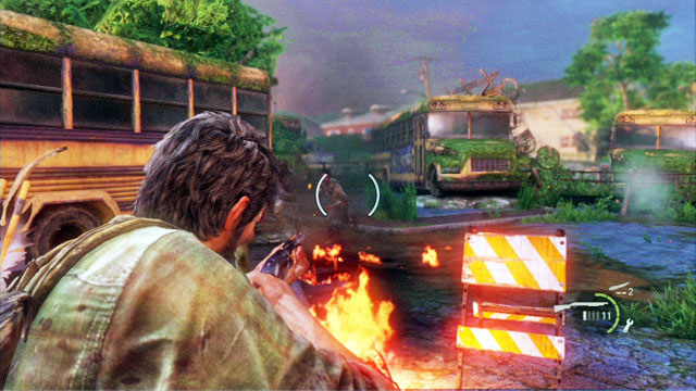 Go along the rim of this location until you are, finally, spotted and attacked by a group of mutants - The Last of Us: Graveyard, Bills Town Walkthrough - Bills Town - The Last of Us Guide